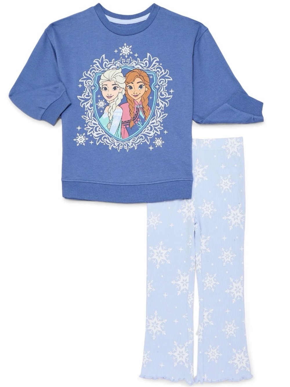 Disney Girls Blue Frozen Elsa & Anna Pajama Set